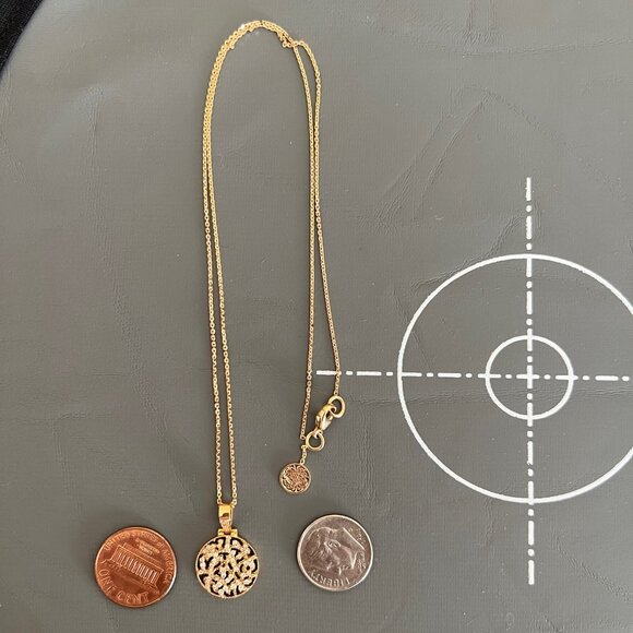 Tresor Signature Logo Diamond Pendant 18kt rose gold 18" chain necklace EUC - Picture 3 of 11